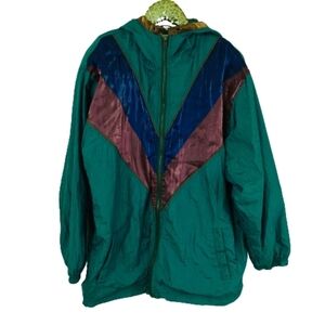 Vintage 80s 90s Active Frontier Plus Size Women's Colorblock Windbreaker sz 1X